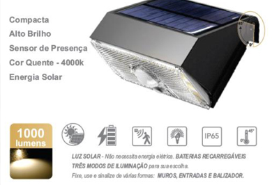 Linha Marte - Arandela Solar de Segurança 10W - RIAR-10W